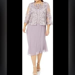 Alex Evenings | Dresses | Alex Evenings Tea Length Purple Jacket Dress Size  8p Formal Evening Wear Wedding | Poshmark